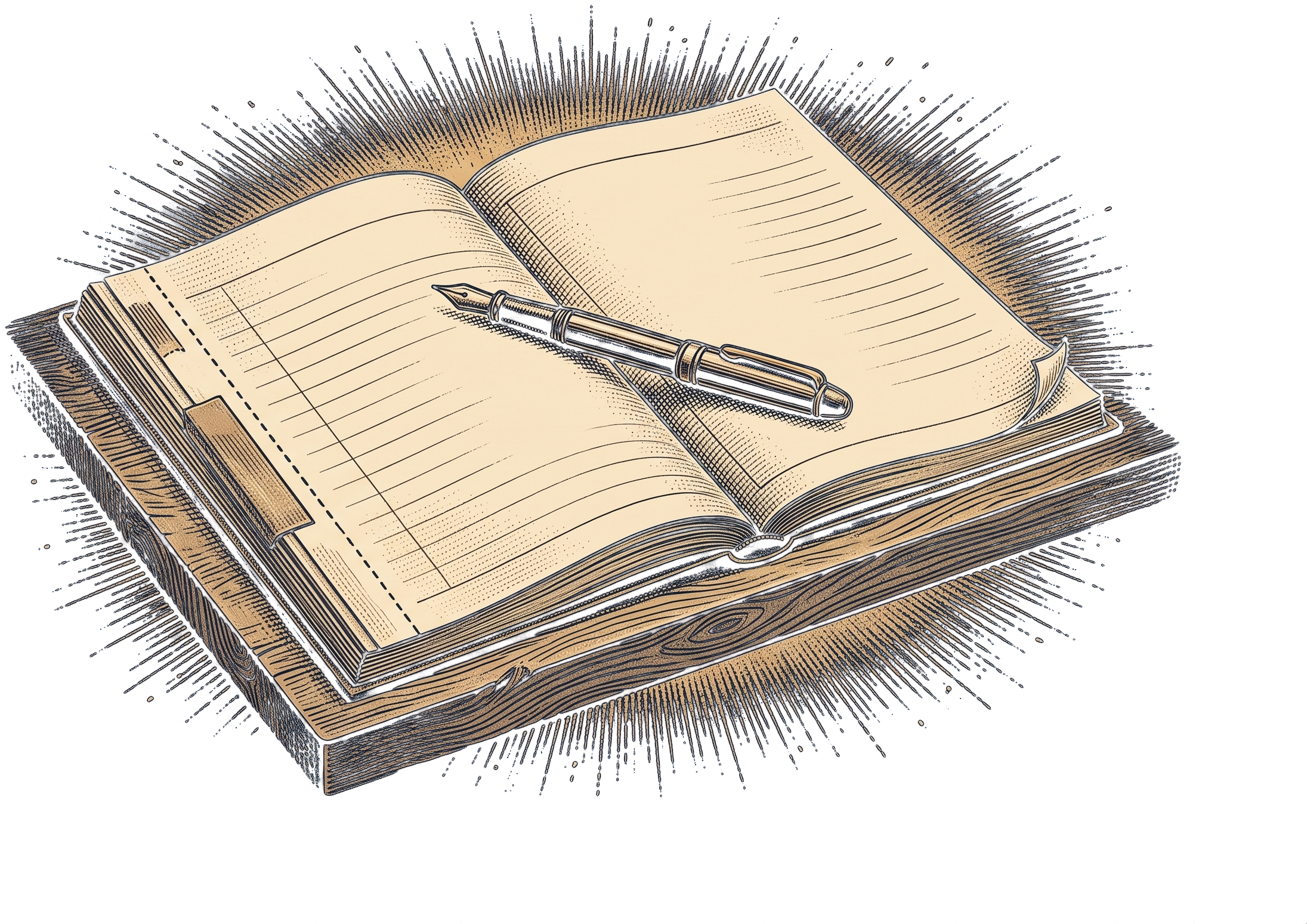 Dessin d'un carnet de devis ouvert et d'un stylo plume